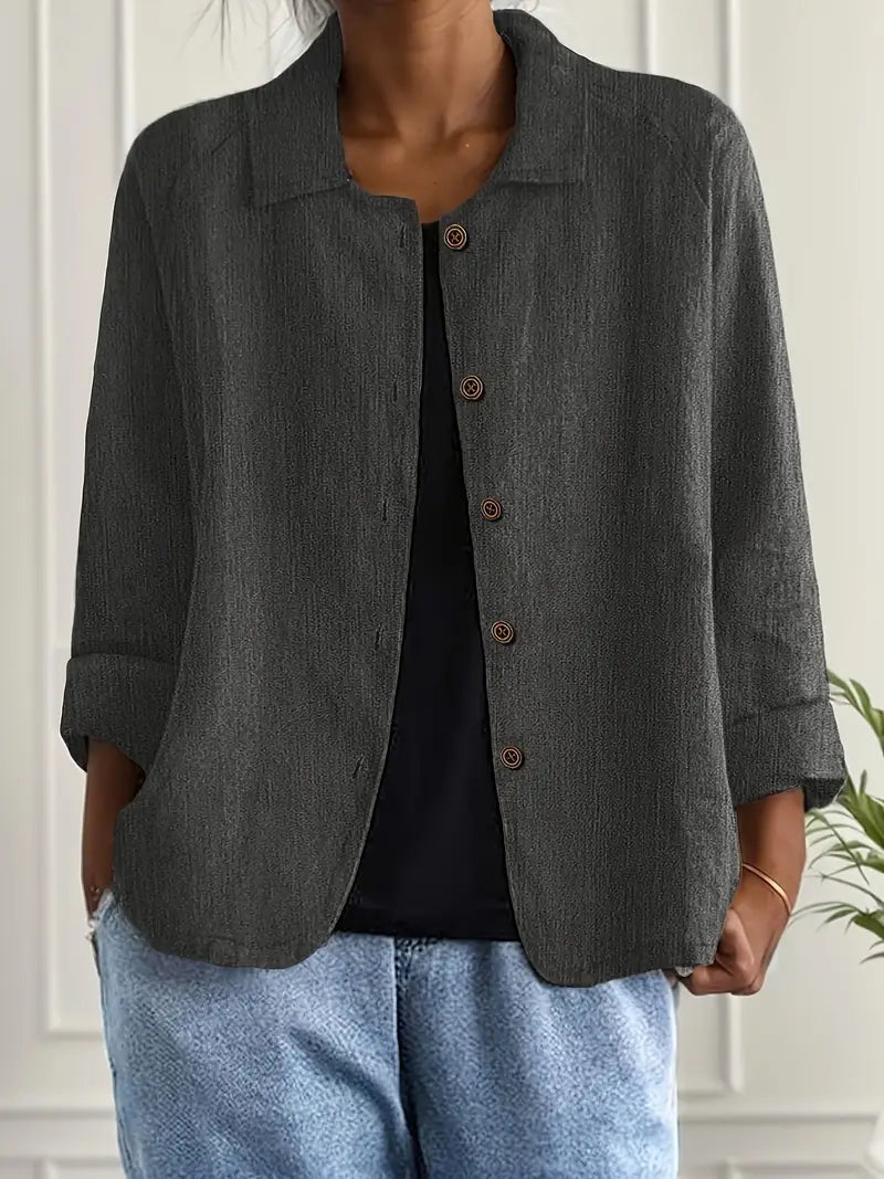 Adonia | Women's Button Front Long Sleeve Collared Jacket