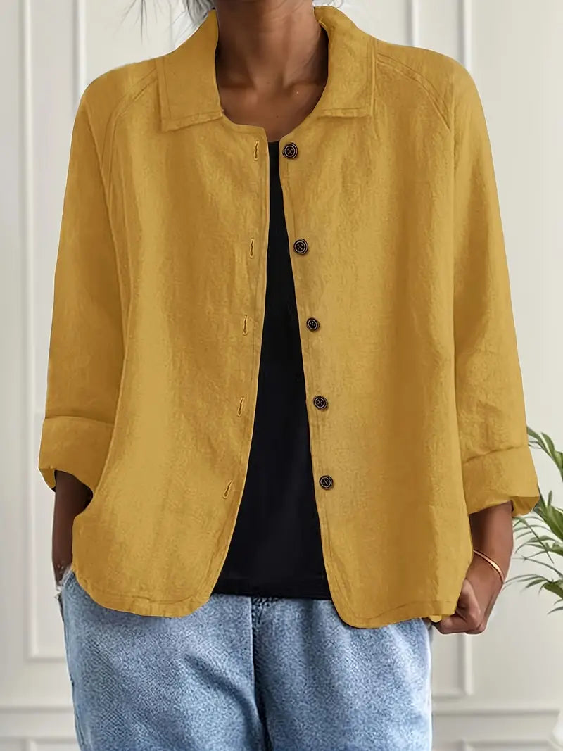 Adonia | Women's Button Front Long Sleeve Collared Jacket