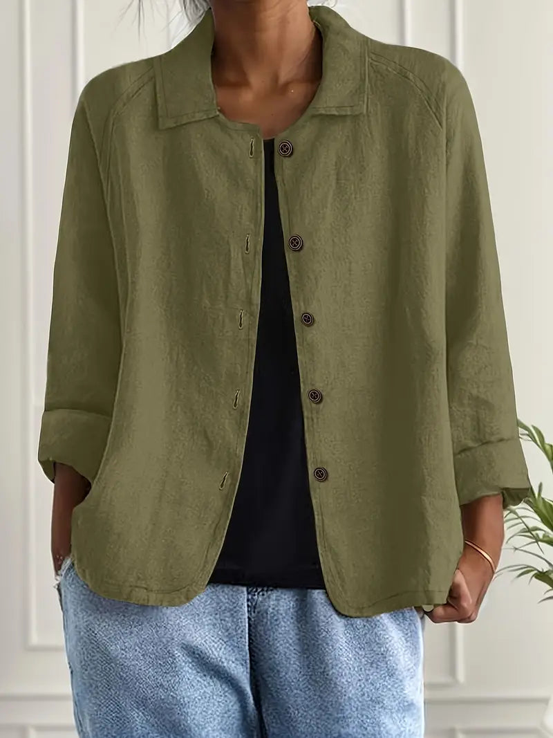 Adonia | Women's Button Front Long Sleeve Collared Jacket