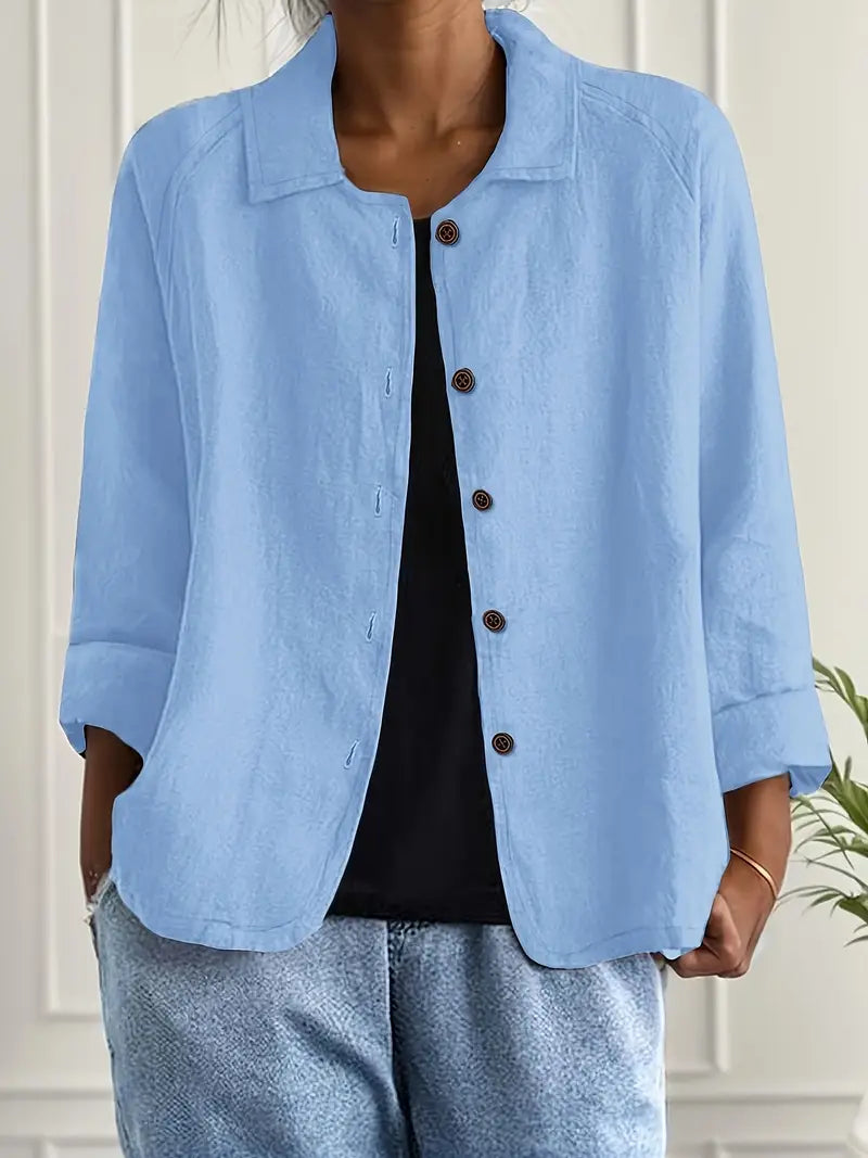 Adonia | Women's Button Front Long Sleeve Collared Jacket