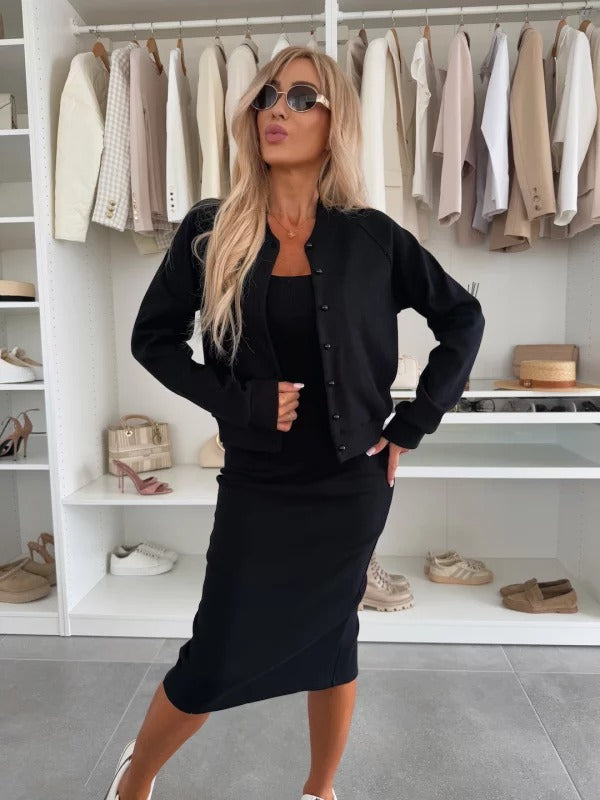 Adonya | Women's Button Front Scoop Neck Two Piece Set