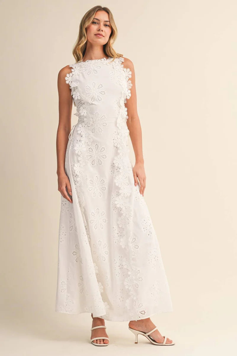Adrianne | Women’s Floral Round Neck Sleeveless Flowy Maxi Dress