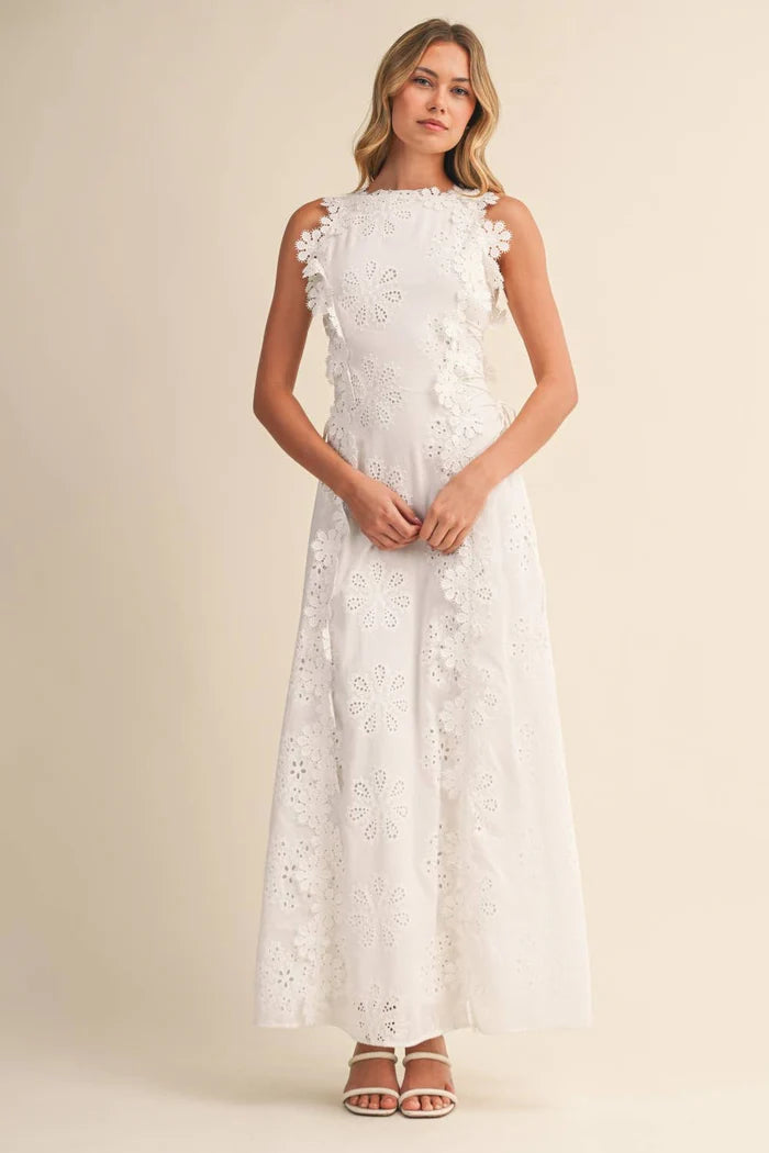 Adrianne | Women’s Floral Round Neck Sleeveless Flowy Maxi Dress