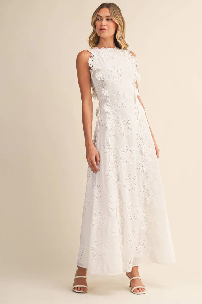 Adrianne | Women’s Floral Round Neck Sleeveless Flowy Maxi Dress