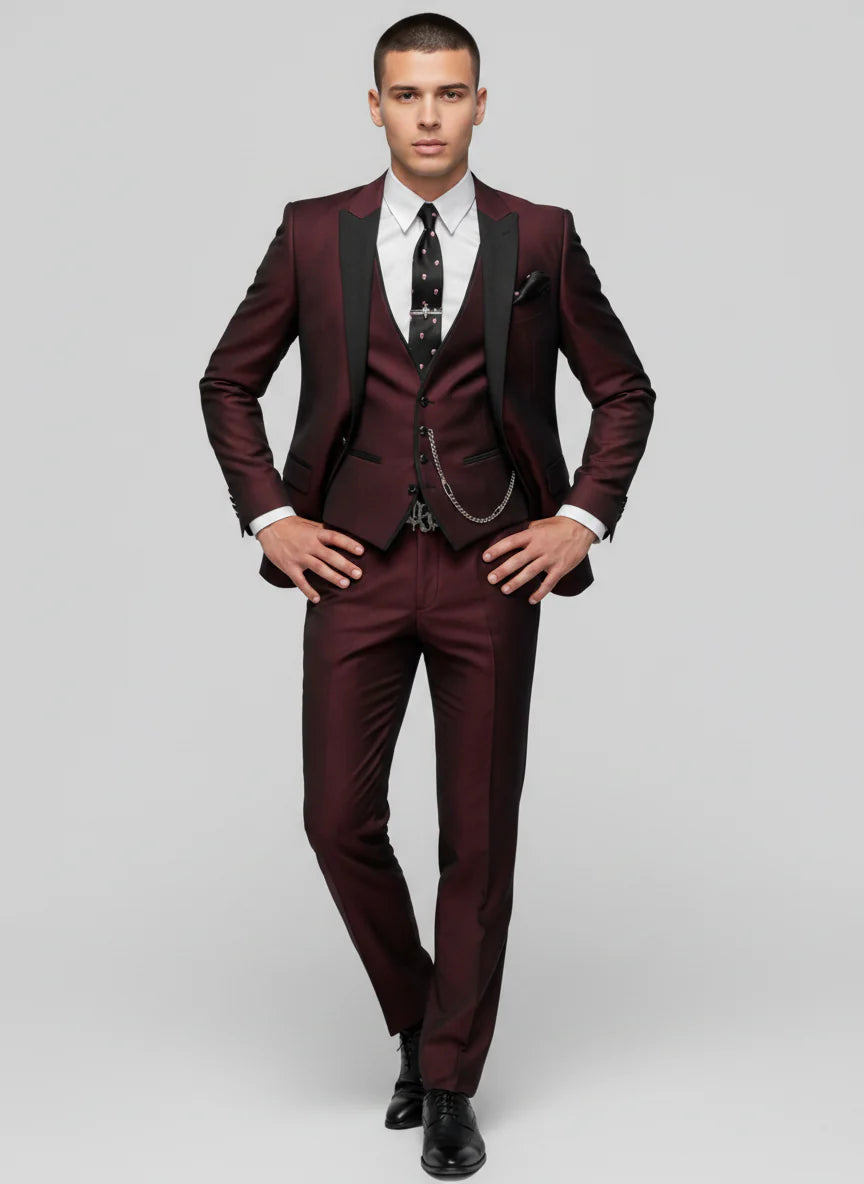 Adriano | Men’s Contrast Lapel Three Piece Wedding Guest Suit