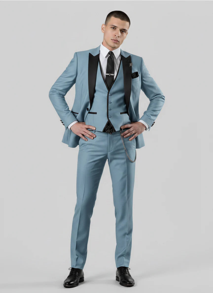 Adriano | Men’s Contrast Lapel Three Piece Wedding Guest Suit