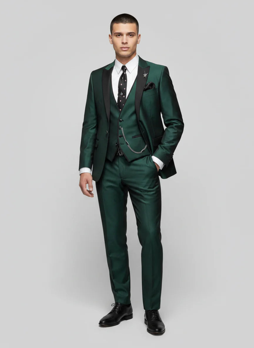 Adriano | Men’s Contrast Lapel Three Piece Wedding Guest Suit