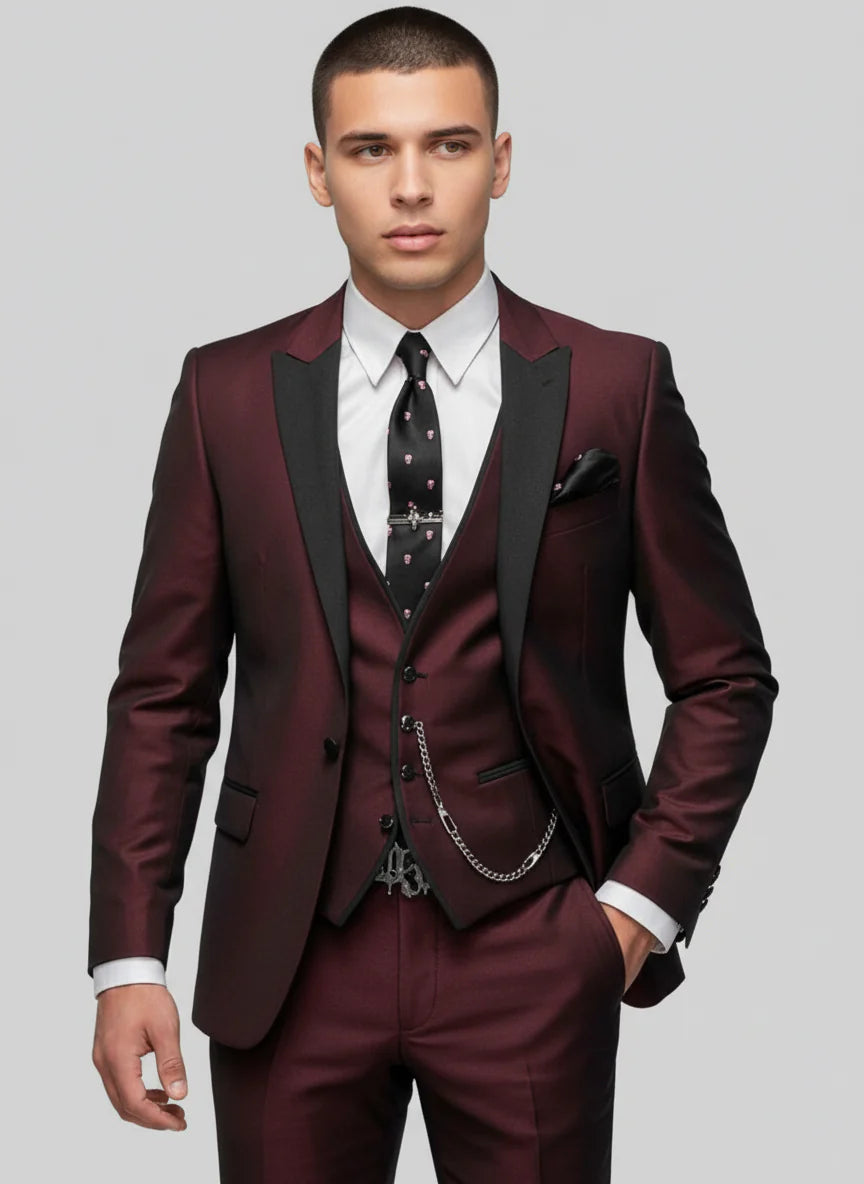 Adriano | Men’s Contrast Lapel Three Piece Wedding Guest Suit