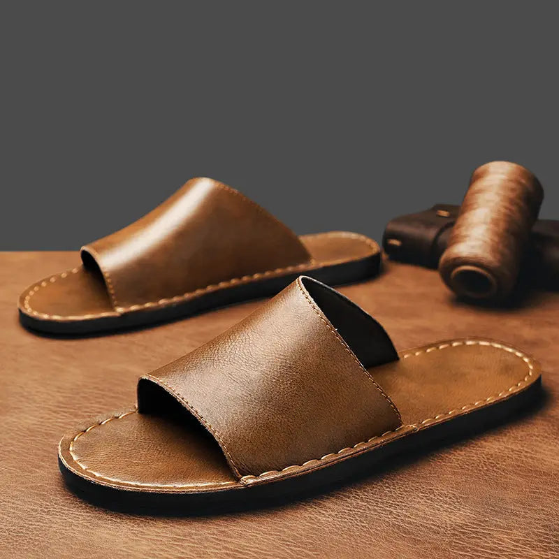 Adrien | Men's Wide Strap Slip On Round Toe Slippers