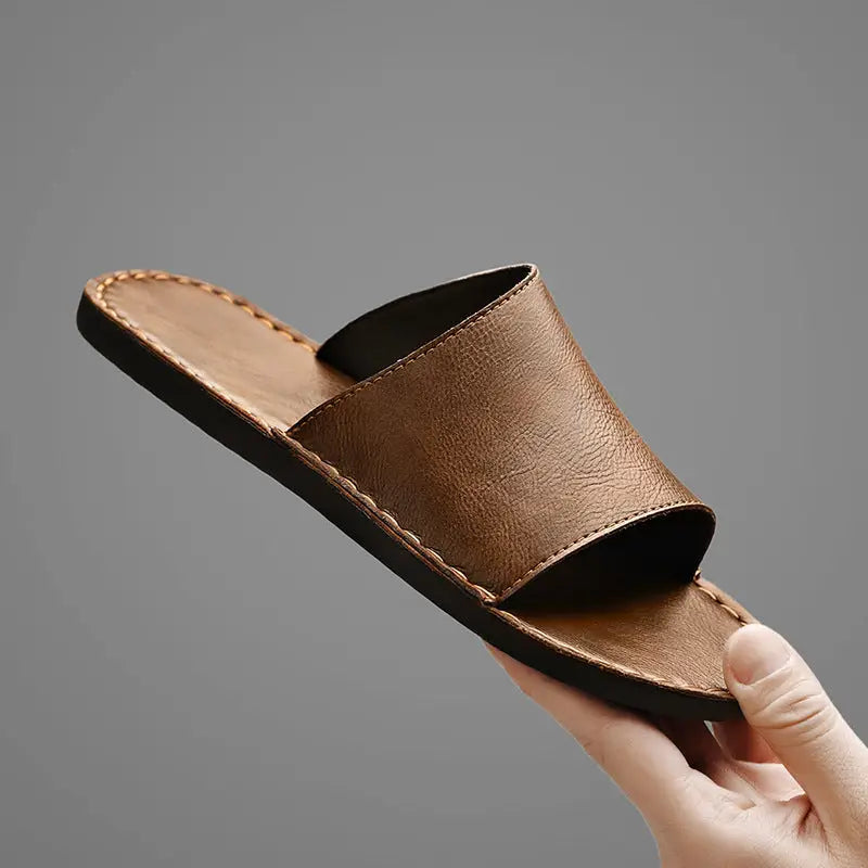 Adrien | Men's Wide Strap Slip On Round Toe Slippers
