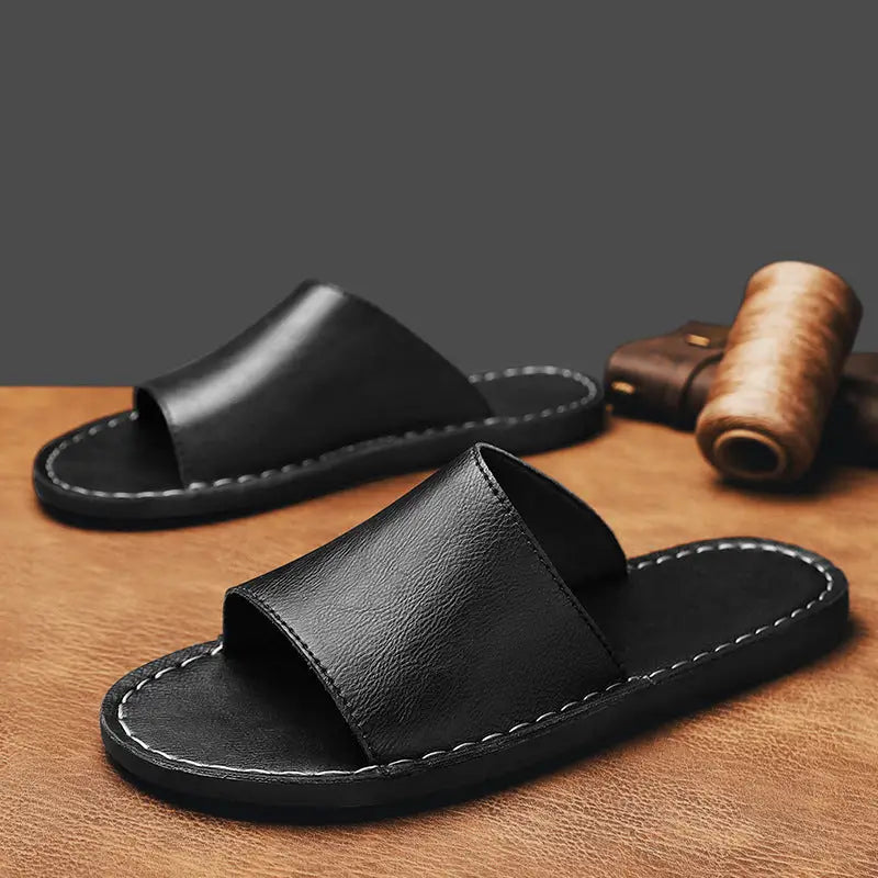 Adrien | Men's Wide Strap Slip On Round Toe Slippers