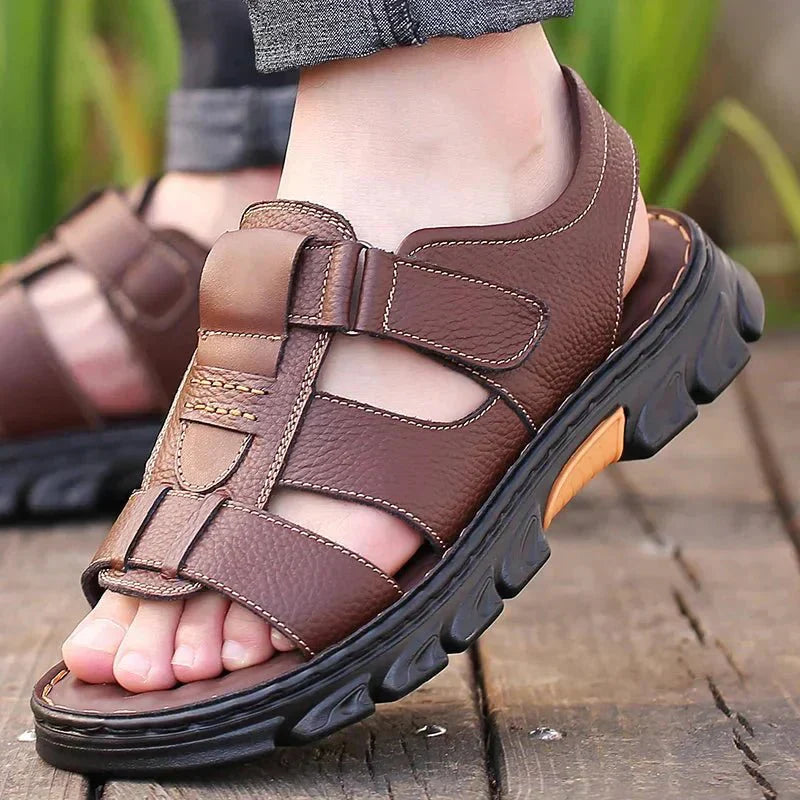Agnar | Men's Open Toe Adjustable Hook And Loop Sandals