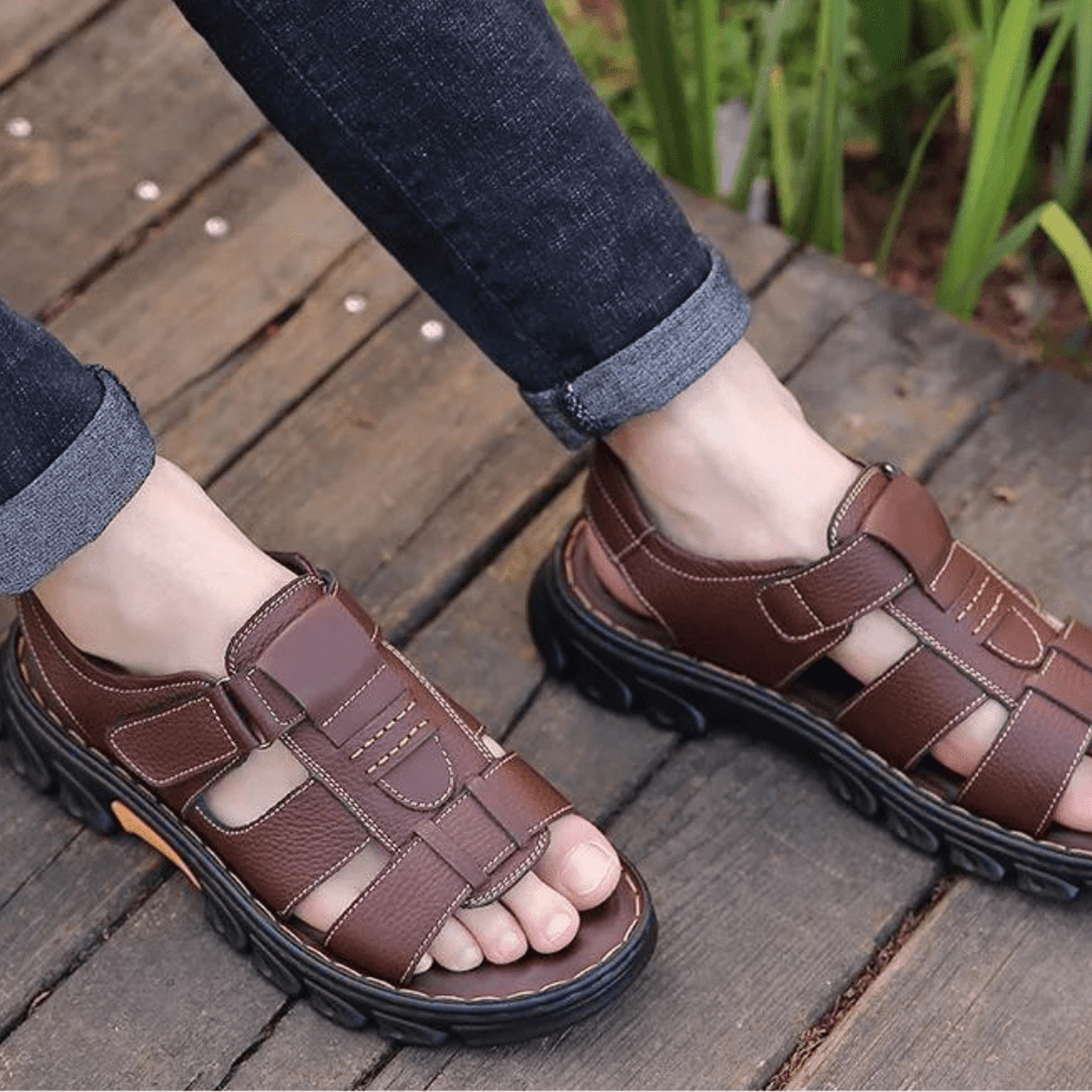 Agnar | Men's Open Toe Adjustable Hook And Loop Sandals
