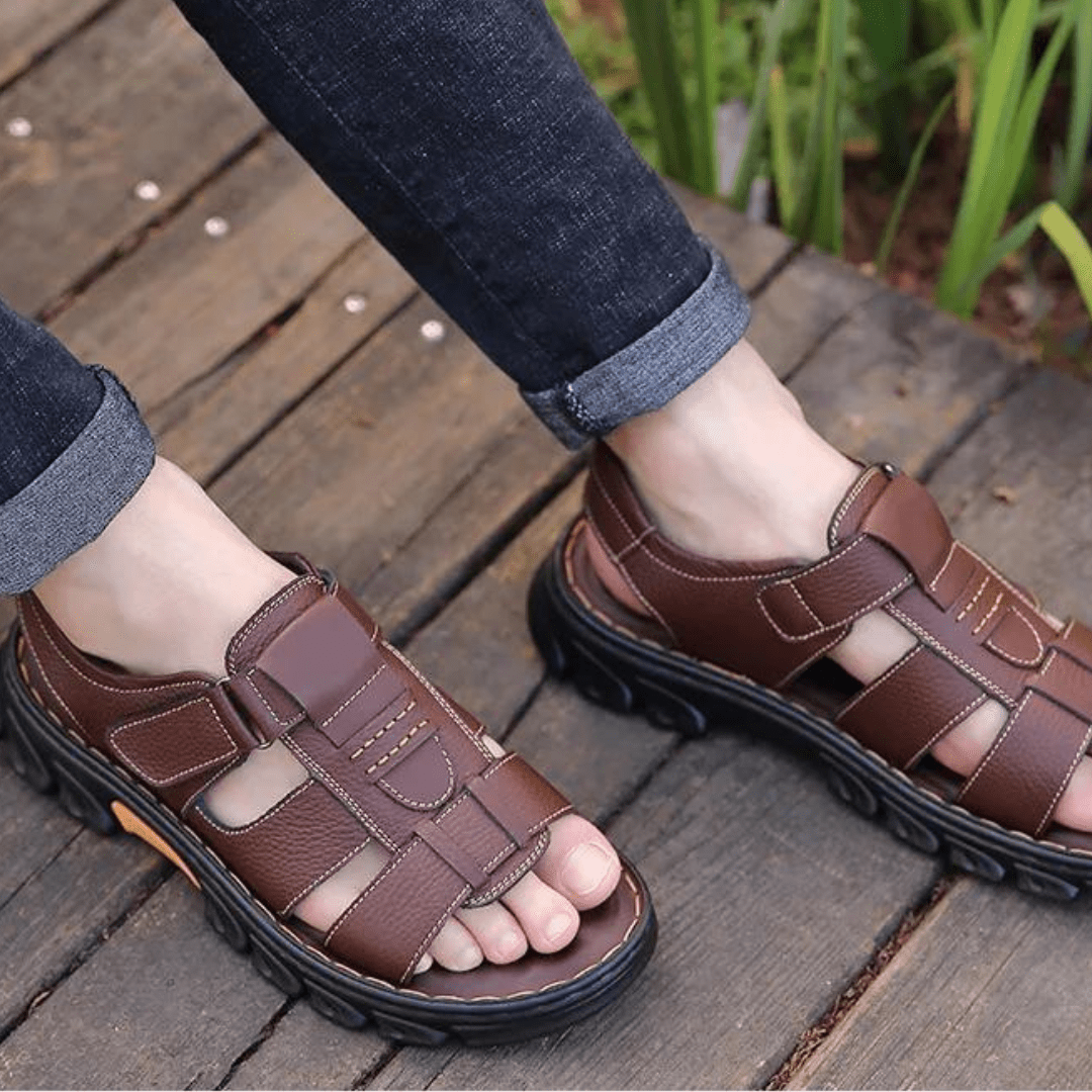 Agnar | Men's Open Toe Adjustable Hook And Loop Sandals