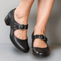 Agrafena | Women’s Round Toe Cut Out Block Heel Shoes