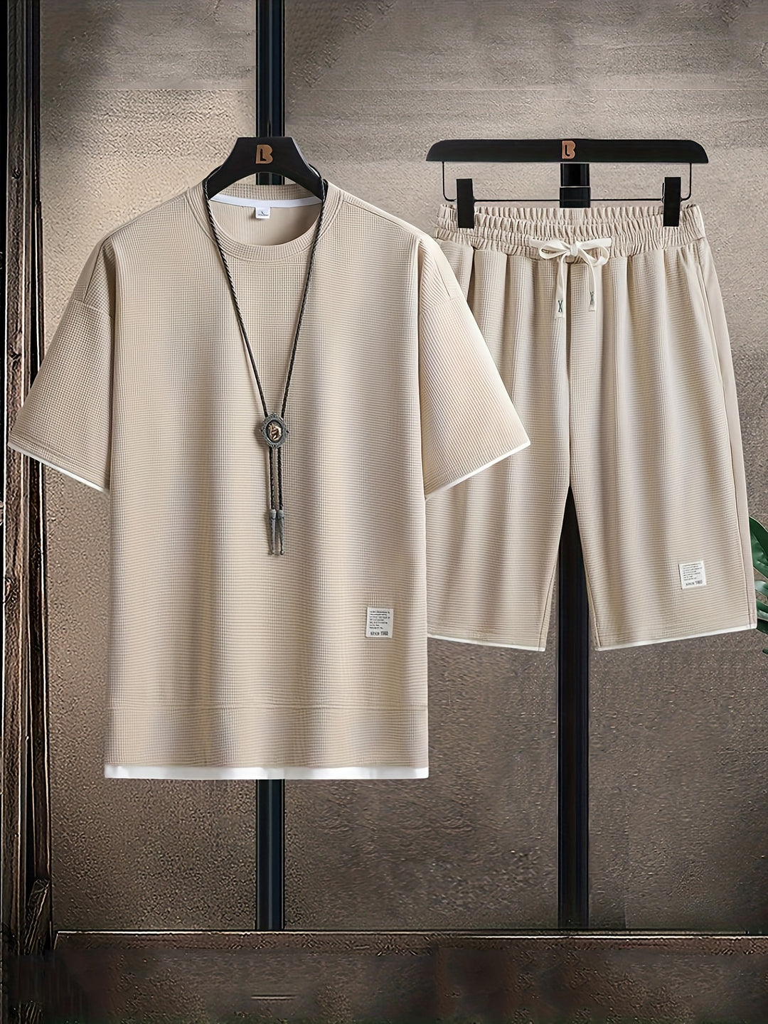 Agustin | Men’s Textured Short Sleeve Waffle Matching Set