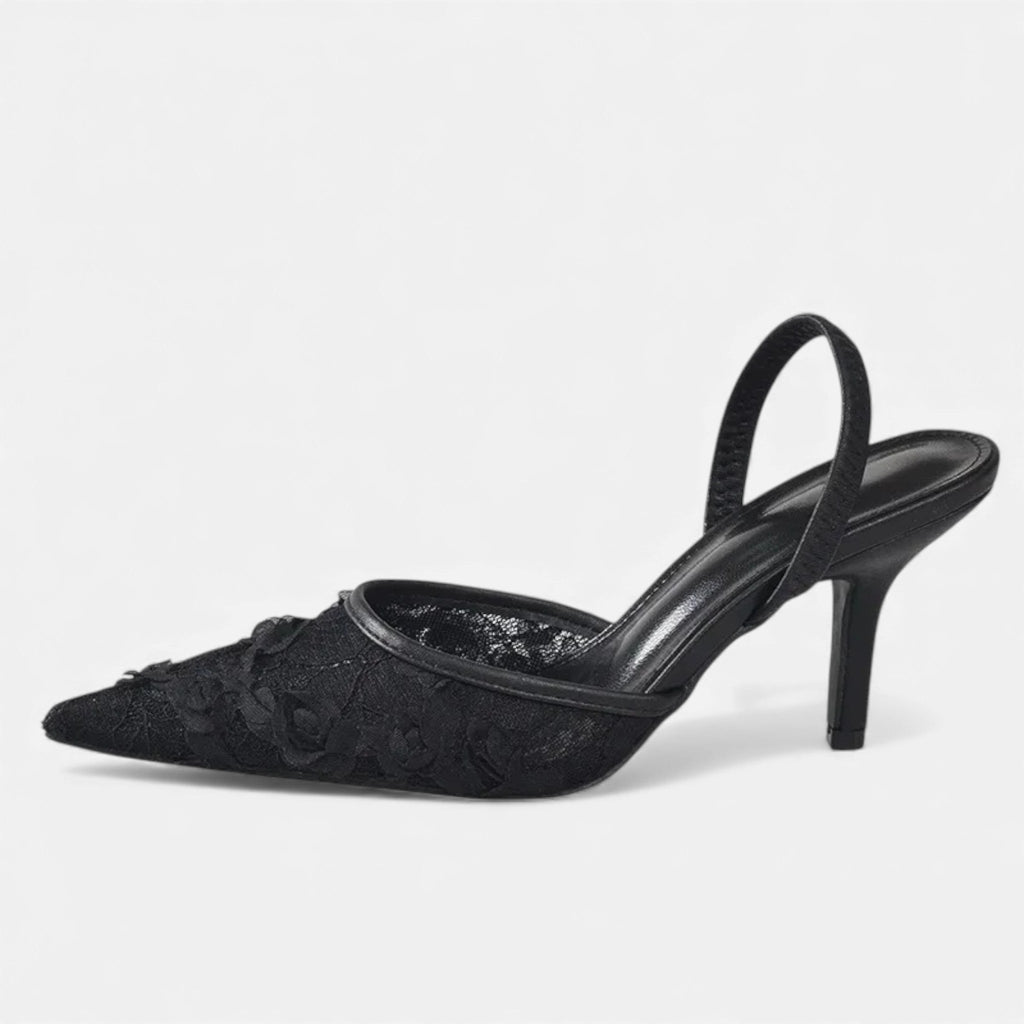 Ahava | Women's Mesh Strap Pointed Toe Slip On Heels