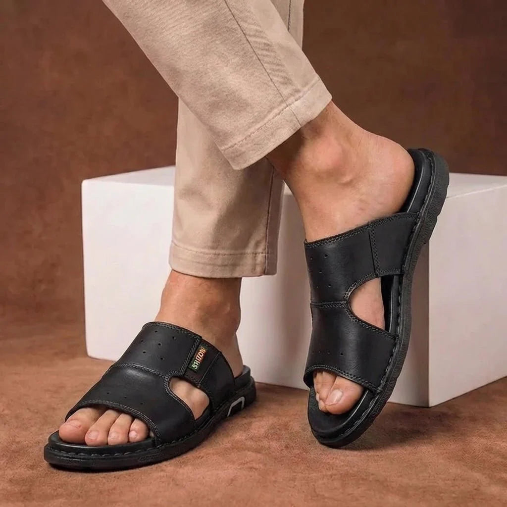 Ainsley | Men's Wide Band Slip-On Open-Toe Slippers
