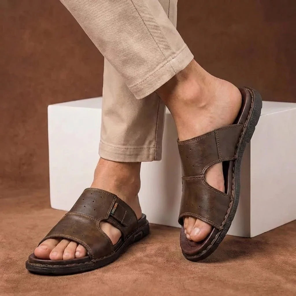 Ainsley | Men's Wide Band Slip-On Open-Toe Slippers