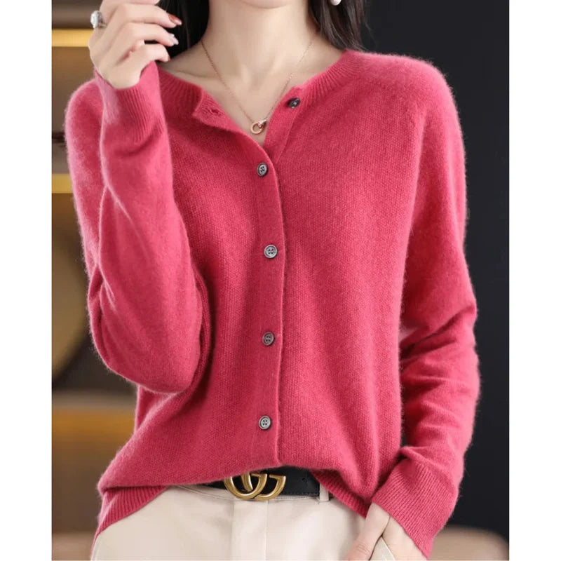 Aithne | Women’s Long Sleeve Button Front Cashmere Sweater