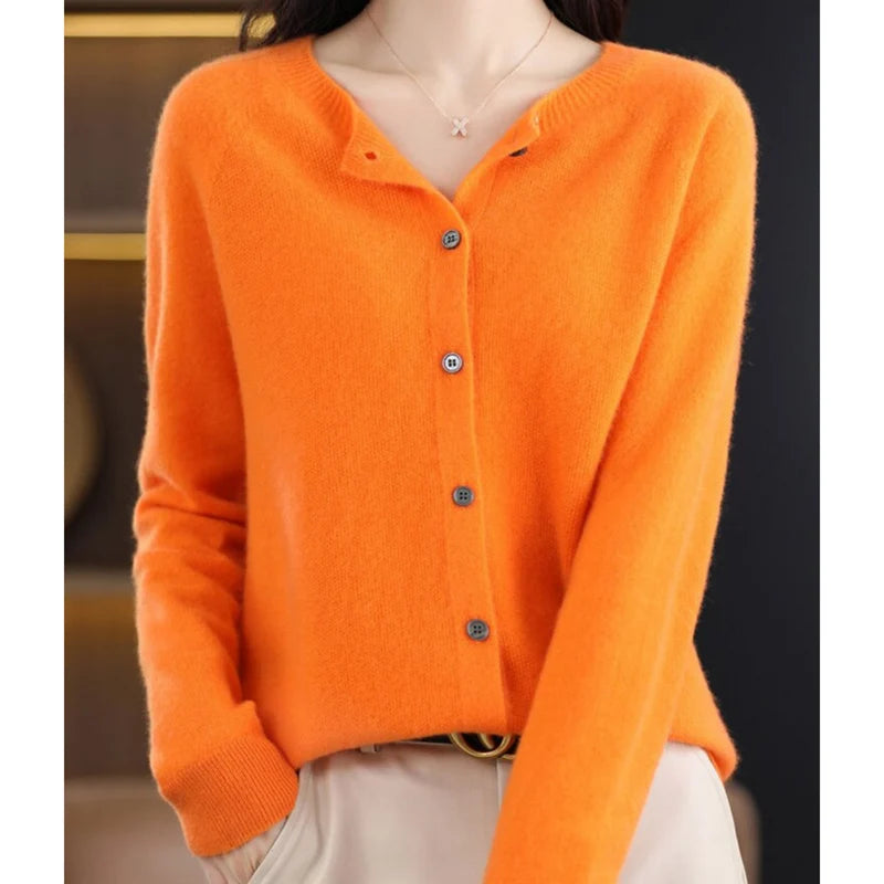 Aithne | Women’s Long Sleeve Button Front Cashmere Sweater