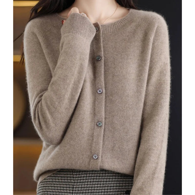 Aithne | Women’s Long Sleeve Button Front Cashmere Sweater