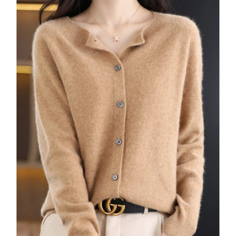Aithne | Women’s Long Sleeve Button Front Cashmere Sweater