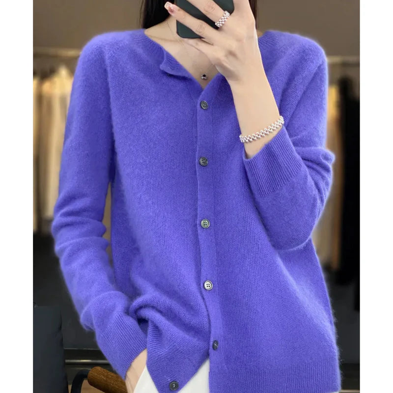 Aithne | Women’s Long Sleeve Button Front Cashmere Sweater