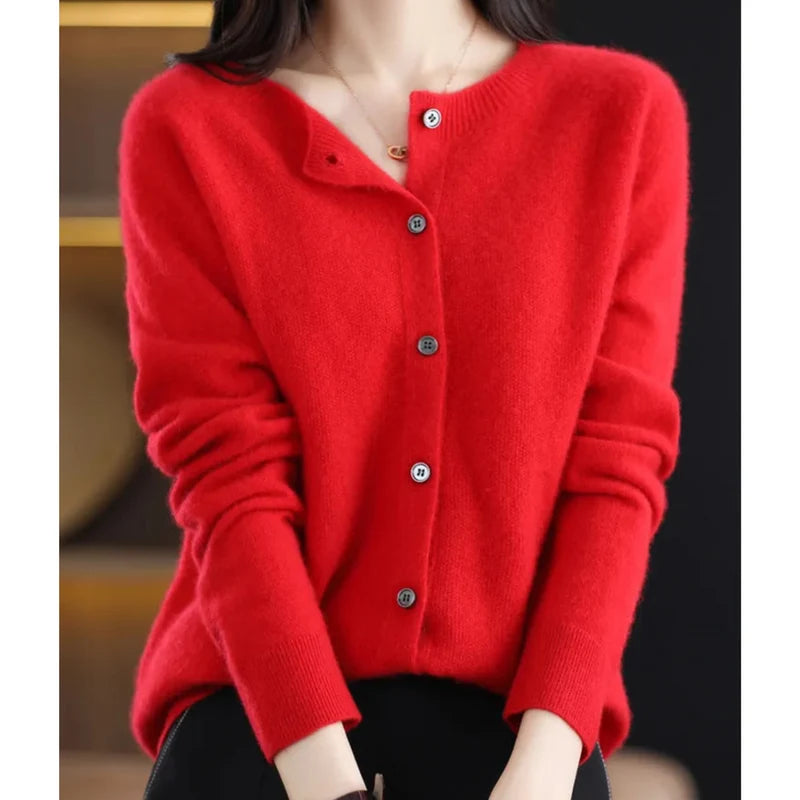 Aithne | Women’s Long Sleeve Button Front Cashmere Sweater