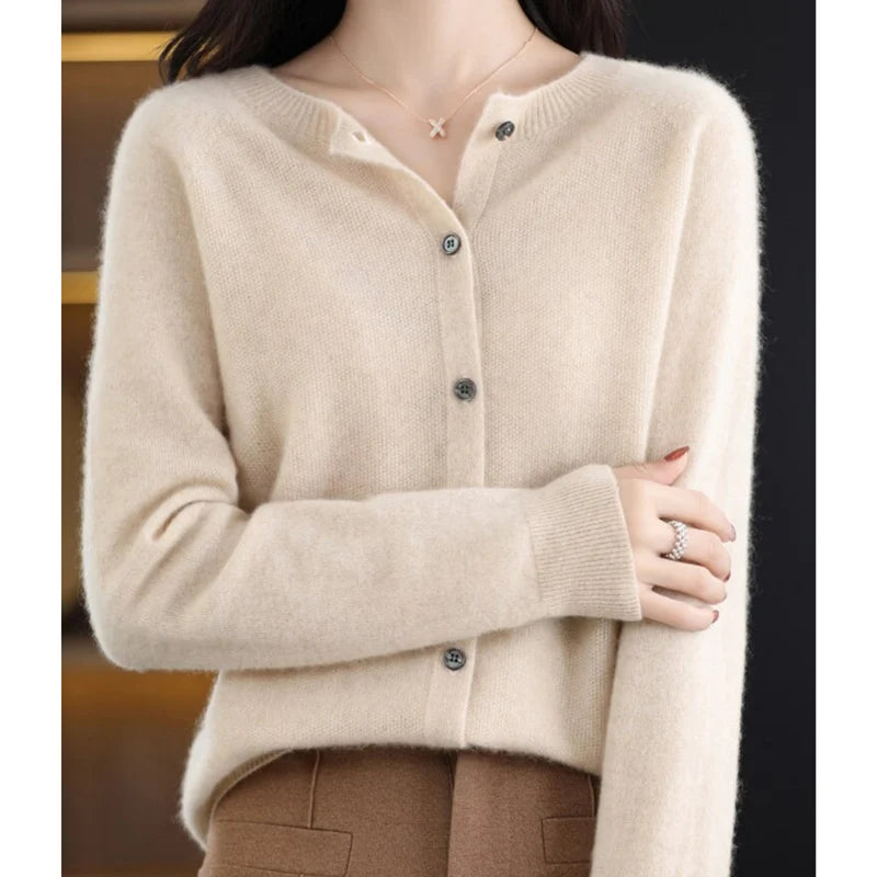 Aithne | Women’s Long Sleeve Button Front Cashmere Sweater