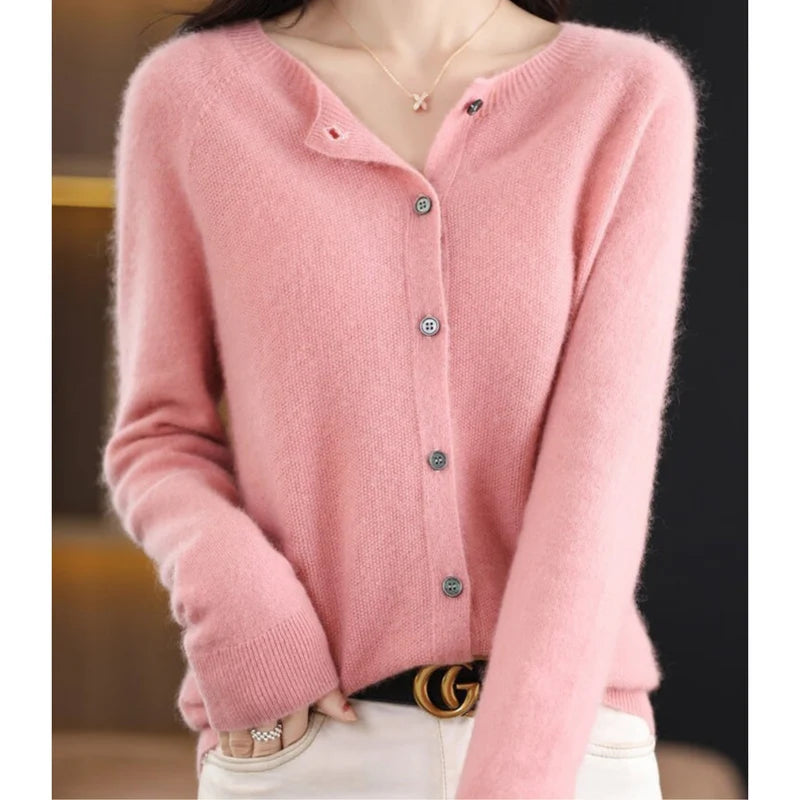 Aithne | Women’s Long Sleeve Button Front Cashmere Sweater