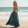 Aiyanna | Women's Backless A Line Ruffle Flowy Maxi Dress