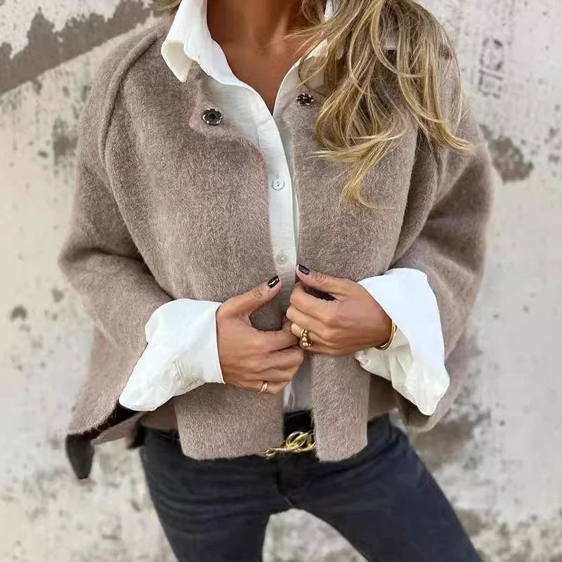 Akilah | Women’s Collarless Long Sleeve Button Front Jacket