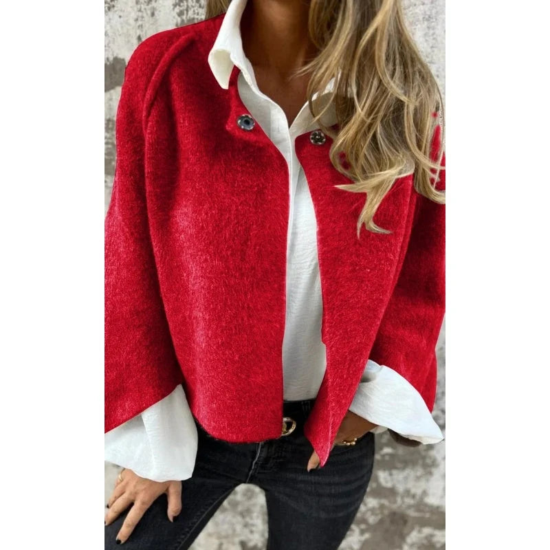Akilah | Women’s Collarless Long Sleeve Button Front Jacket
