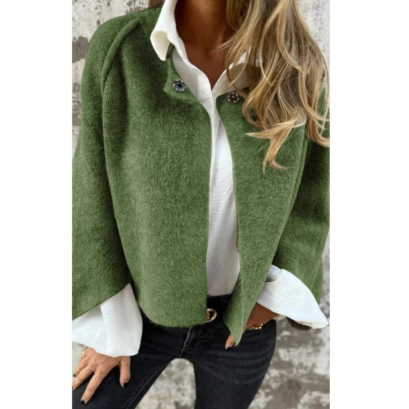 Akilah | Women’s Collarless Long Sleeve Button Front Jacket