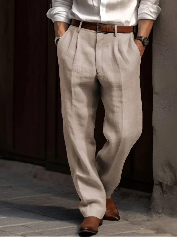 Akosua | Men's Pleated Front Straight Leg Pockets Dress Pants