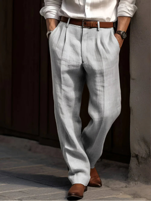 Akosua | Men's Pleated Front Straight Leg Pockets Dress Pants
