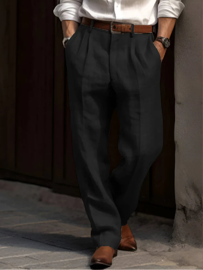 Akosua | Men's Pleated Front Straight Leg Pockets Dress Pants