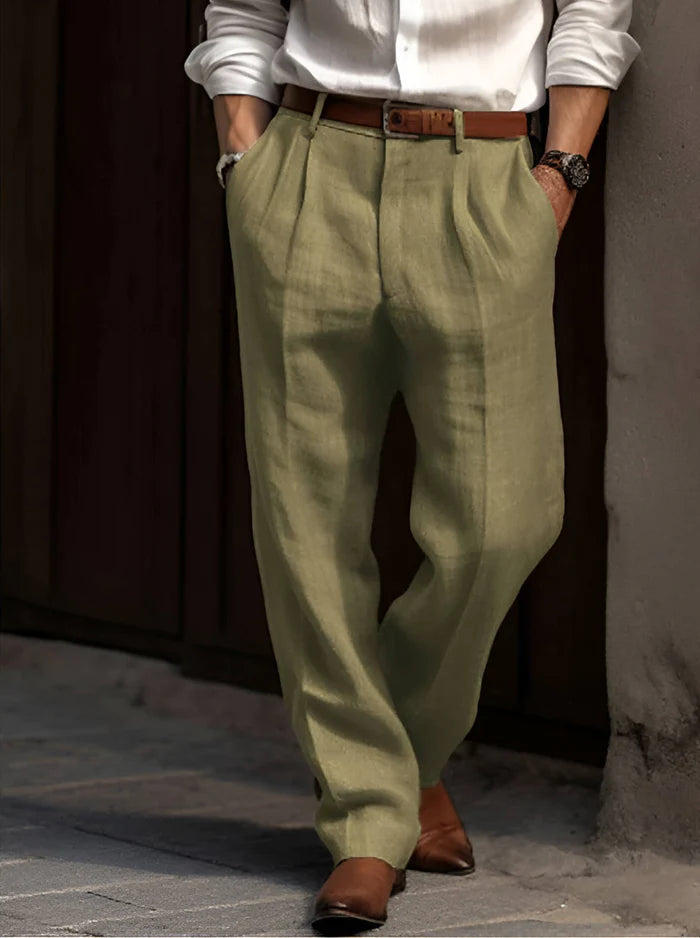 Akosua | Men's Pleated Front Straight Leg Pockets Dress Pants