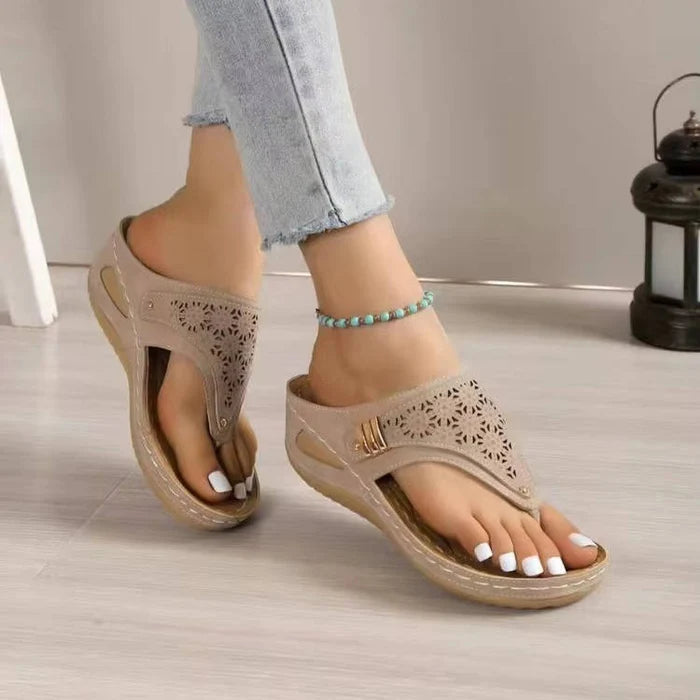 Akouavi | Women's Cutout Wedge Platform Slip On Open Toe Slides