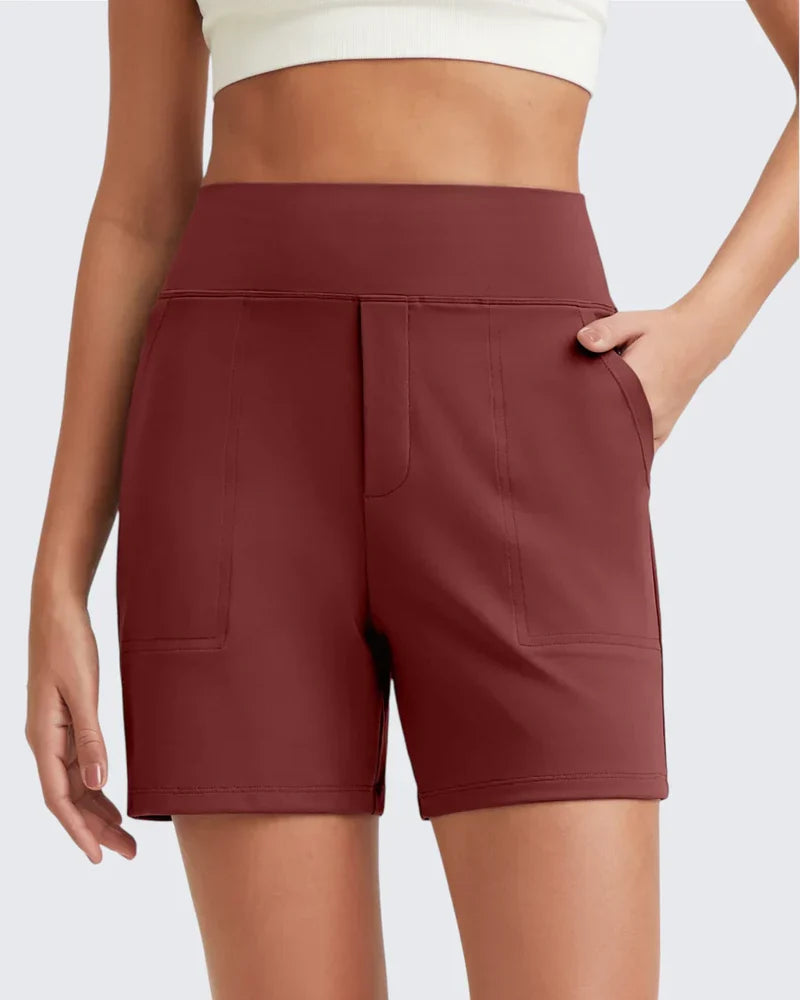 Alaine | Women’s Side Pocket High Waisted Mid Length Shorts
