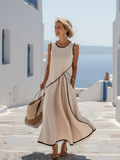Alanna | Women’s Sleeveless Round Neck Flared Maxi Dress
