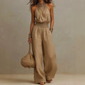 Alavina | Women's Sleeveless Wide Leg Halter Neck Jumpsuit