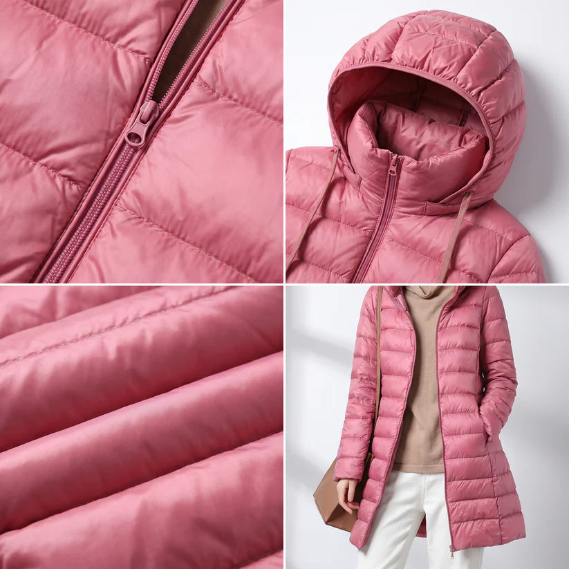 Albane | Women’s Front Zip Hooded Long Sleeve Winter Jacket
