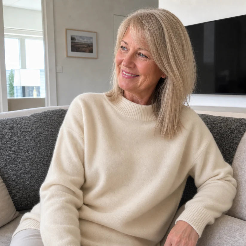 Alberta | Women’s Drop Shoulder Crew Neck Cashmere Sweater