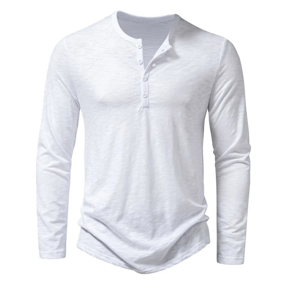 Alberto | Men’s Textured Long Sleeve Slim Fit Henley Shirt
