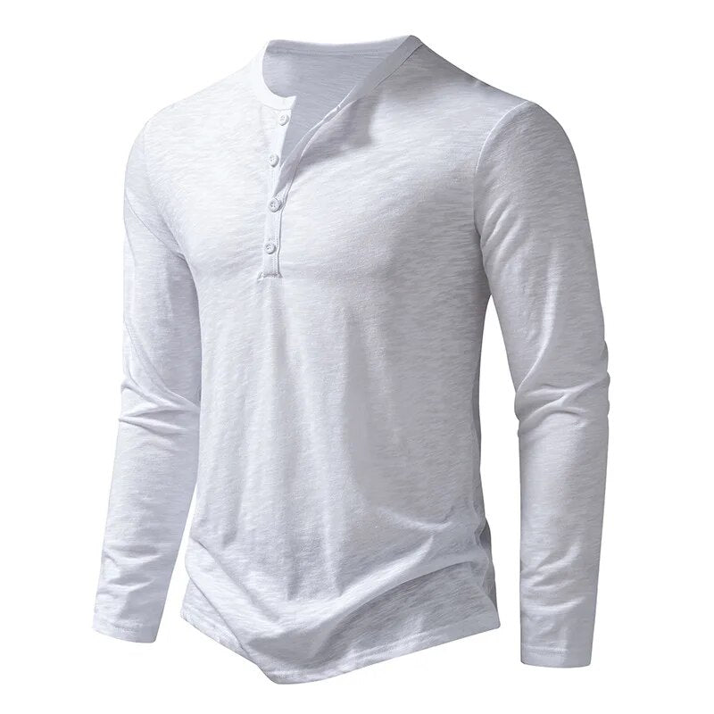 Alberto | Men’s Textured Long Sleeve Slim Fit Henley Shirt