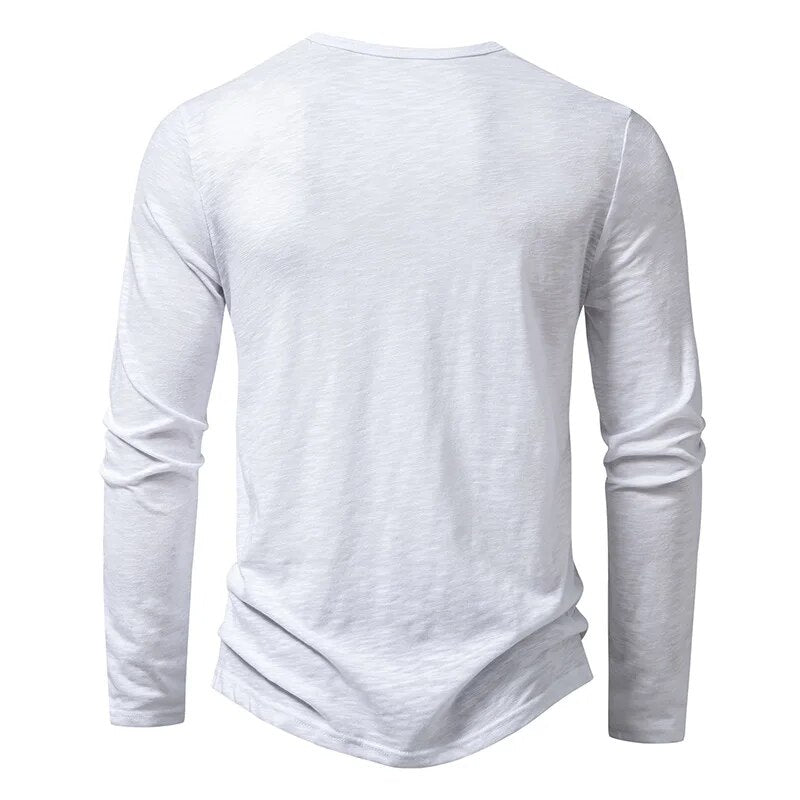 Alberto | Men’s Textured Long Sleeve Slim Fit Henley Shirt