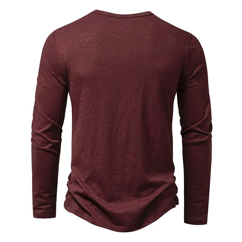 Alberto | Men’s Textured Long Sleeve Slim Fit Henley Shirt