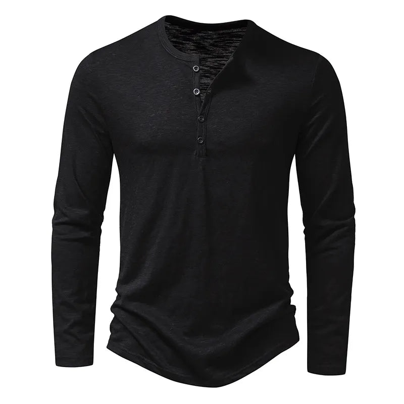 Alberto | Men’s Textured Long Sleeve Slim Fit Henley Shirt